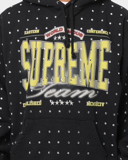 Supreme Rhinestone Hoodie Sweatshirt Black