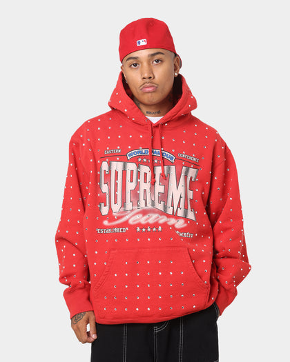 Supreme Rhinestone Hoodie Sweatshirt Burnt Red Culture Kings US