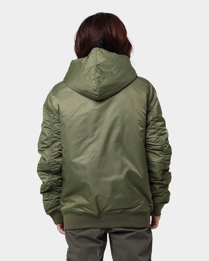 Carre Ultilitaire Hooded Bomber Jacket Khaki Green