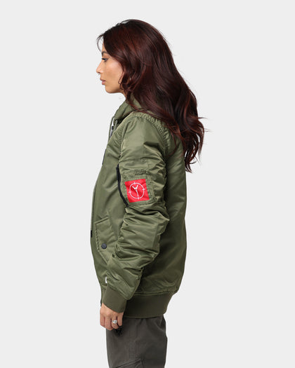 Carre Ultilitaire Hooded Bomber Jacket Khaki Green