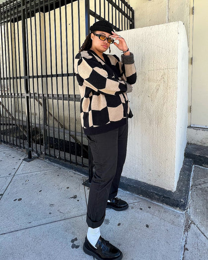 XXIII Meda Check Cardigan Black/Beige