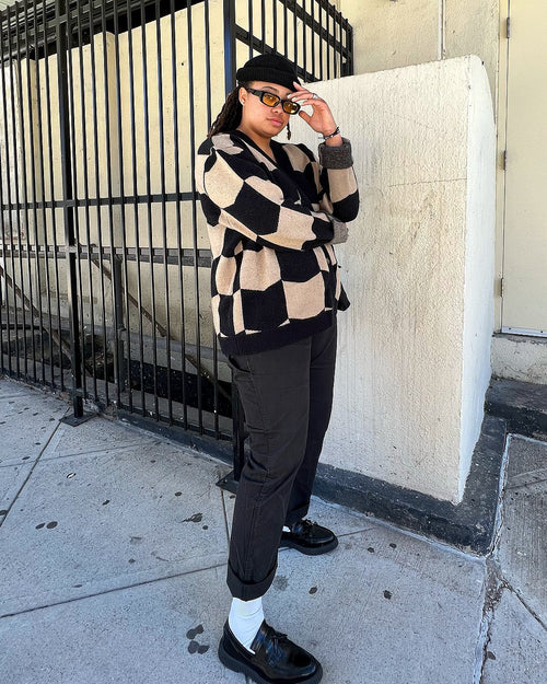 XXIII Meda Check Cardigan Black/Beige