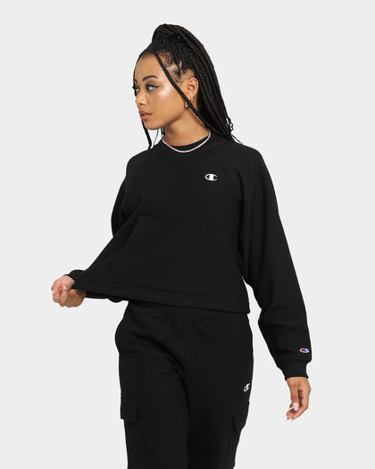 Champion Women's Flatback Rib Crewneck Black