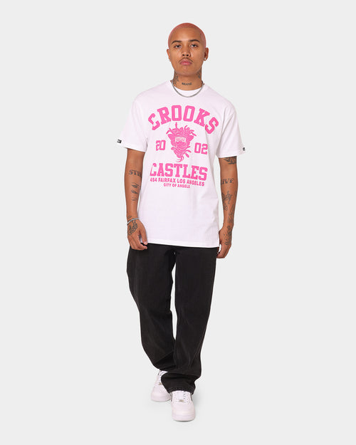 Crooks & Castles Fairfax Varsity T-Shirt White/Hot Pink