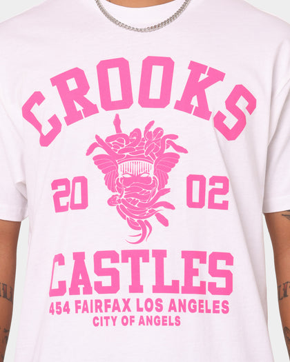 Crooks & Castles Fairfax Varsity T-Shirt White/Hot Pink