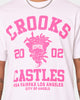 Crooks & Castles Fairfax Varsity T-Shirt White/Hot Pink