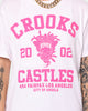 Crooks & Castles Fairfax Varsity T-Shirt White/Hot Pink