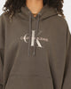Calvin Klein Women's Mid Scale Monogram Hoodie Black/Olive