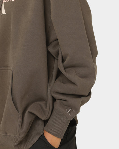 Calvin Klein Women's Mid Scale Monogram Hoodie Black/Olive