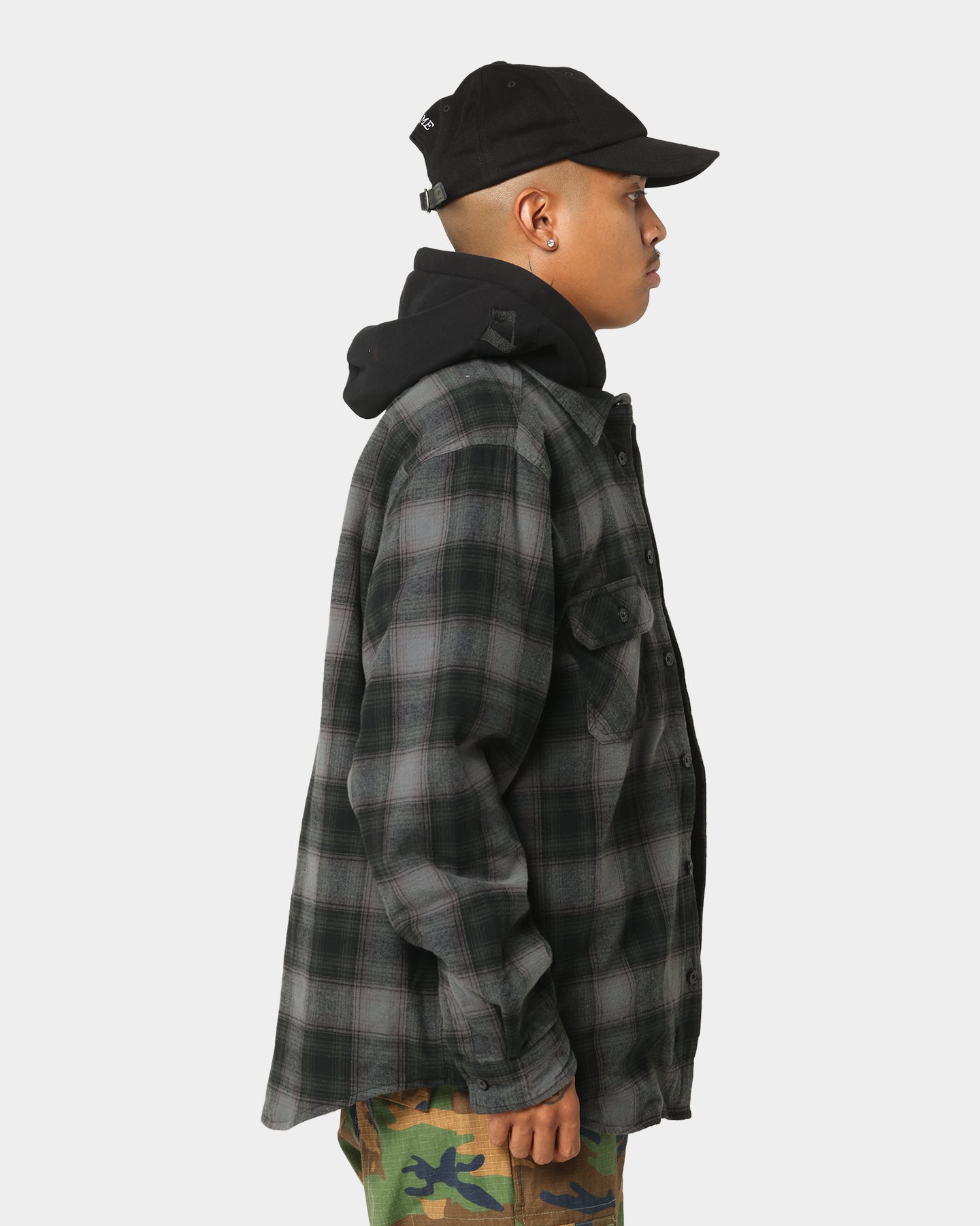Supreme Hooded Flannel Zip Up Shirt Black | Culture Kings US