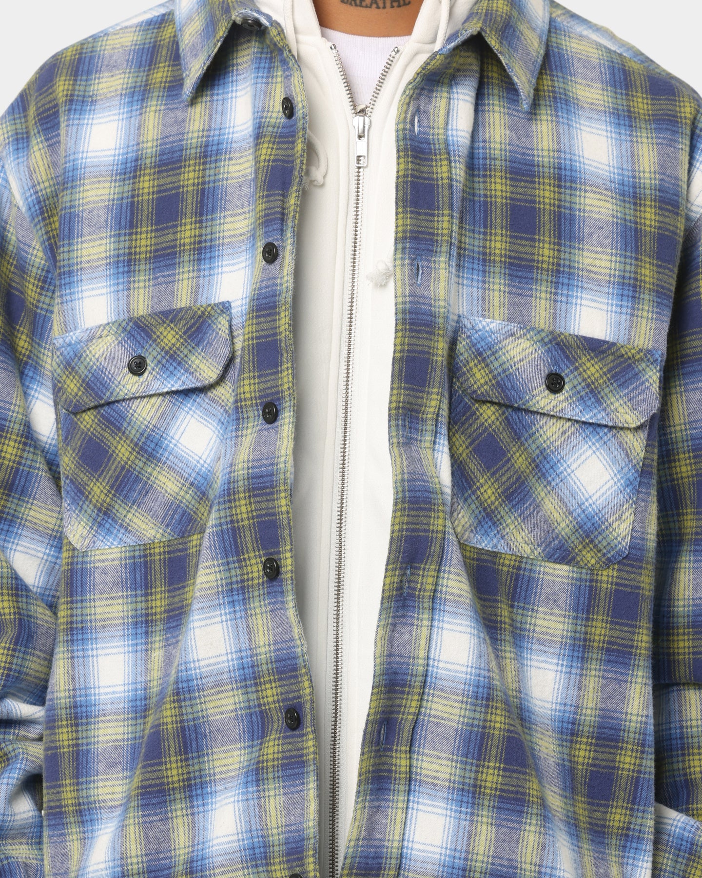 Supreme Hooded Flannel Zip Up Shirt Blue | Culture Kings US