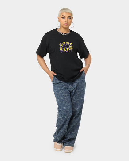 Goat Crew Drip Logo T-Shirt Black/Yellow/Purple