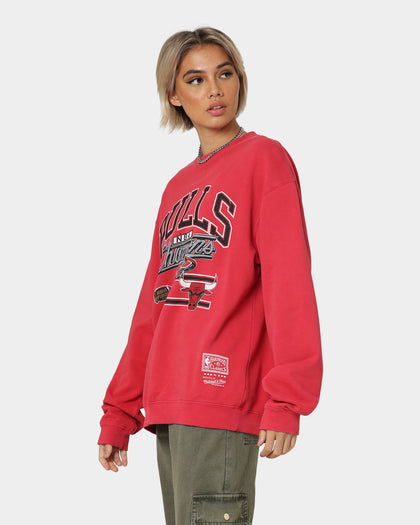 Mitchell & Ness Chicago Bulls Hoop Crewneck Faded Red