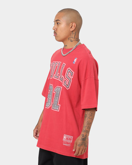 Mitchell & Ness Chicago Bulls Dennis Rodman Oversized T-Shirt Faded Red
