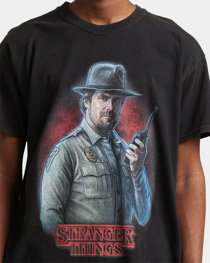 Goat Crew X Stranger Things Chief Hopper Vintage T-Shirt Black Wash