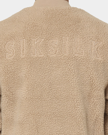 Sik Silk Borg Bomber Jacket Beige