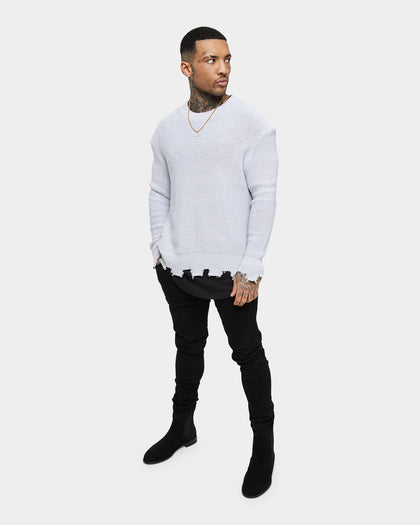 Saint Morta Visions Distressed Sweater Light Grey