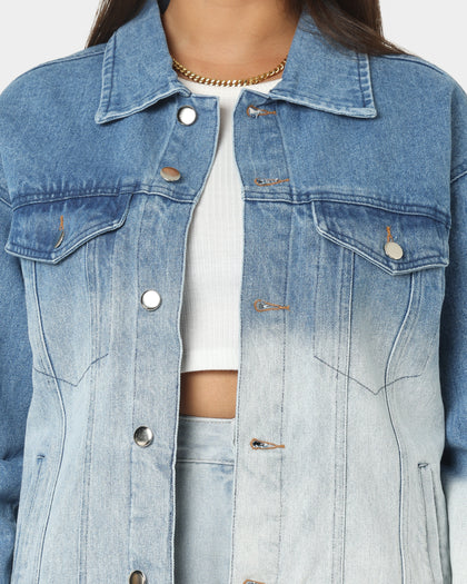 XXIII Noach Acid Wash Denim Jacket Blue/White