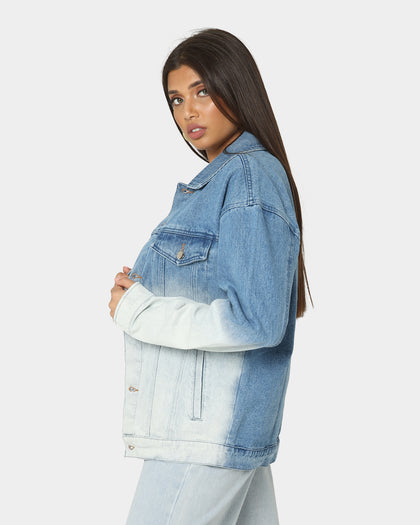 XXIII Noach Acid Wash Denim Jacket Blue/White