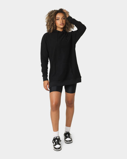 Sik Silk Women's Reverse Fleece Hoodie Dress Black