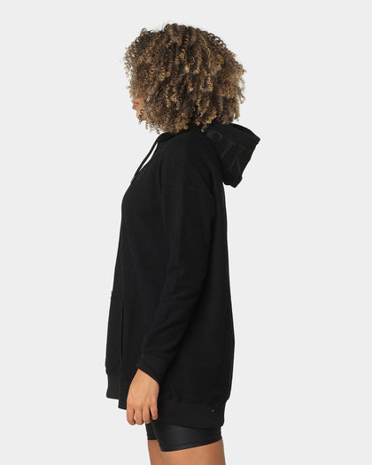 Sik Silk Women's Reverse Fleece Hoodie Dress Black