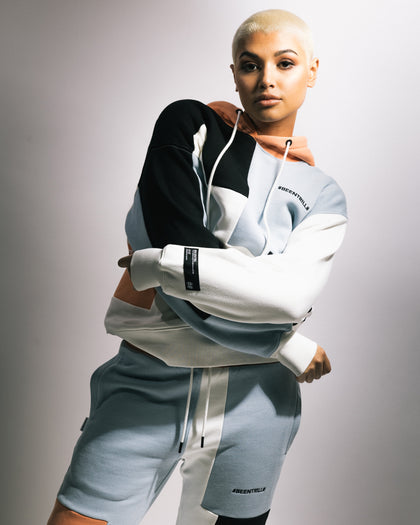 BEENTRILL Patchwork Hoodie Blue/Orange