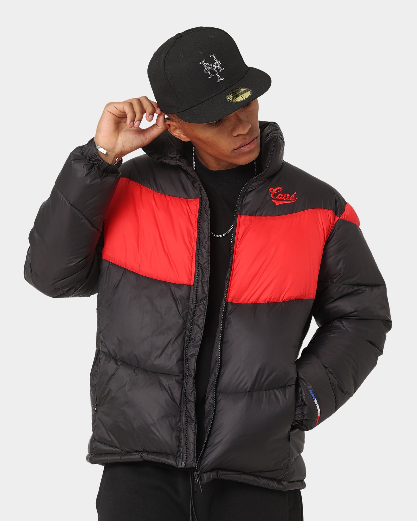 Carré Wave Puffer Jacket Black/Red | Culture Kings US