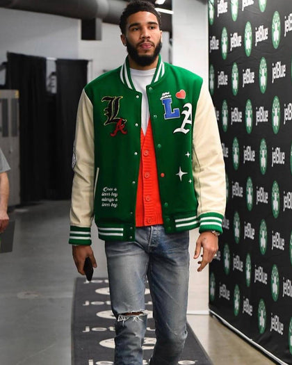 Lifted Anchors State Chenille Varsity Jacket Pine Green