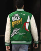 Lifted Anchors State Chenille Varsity Jacket Pine Green