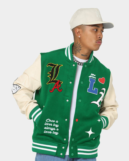 Lifted Anchors State Chenille Varsity Jacket Pine Green
