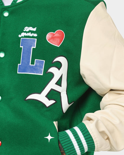 Lifted Anchors State Chenille Varsity Jacket Pine Green