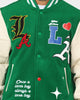 Lifted Anchors State Chenille Varsity Jacket Pine Green