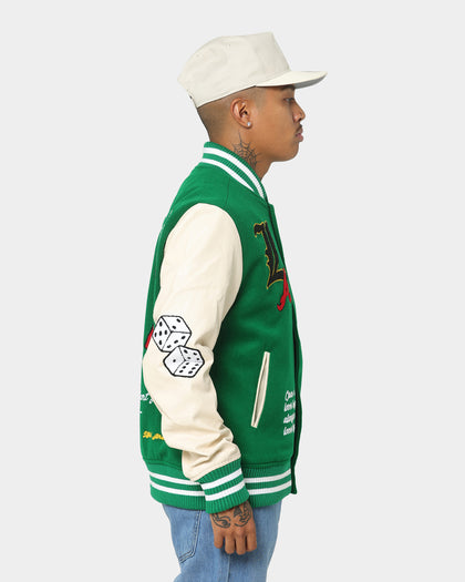 Lifted Anchors State Chenille Varsity Jacket Pine Green