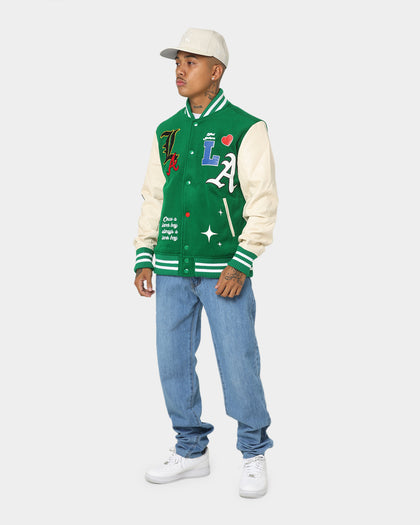 Lifted Anchors State Chenille Varsity Jacket Pine Green