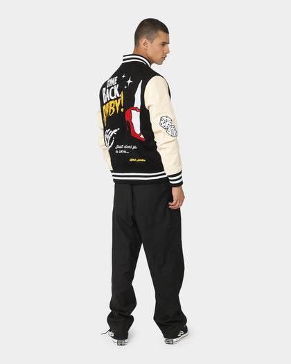 Lifted Anchors State Chenille Varsity Jacket Black