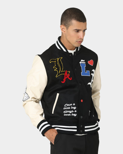 Lifted Anchors State Chenille Varsity Jacket Black
