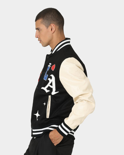 Lifted Anchors State Chenille Varsity Jacket Black