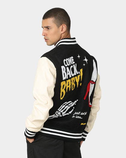 Lifted Anchors State Chenille Varsity Jacket Black