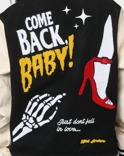 Lifted Anchors State Chenille Varsity Jacket Black