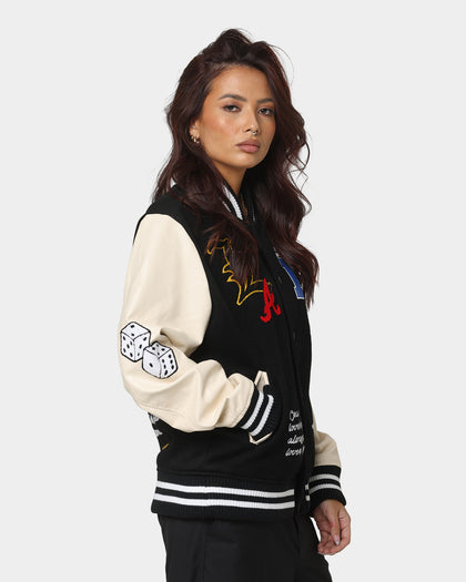 Lifted Anchors State Chenille Varsity Jacket Black