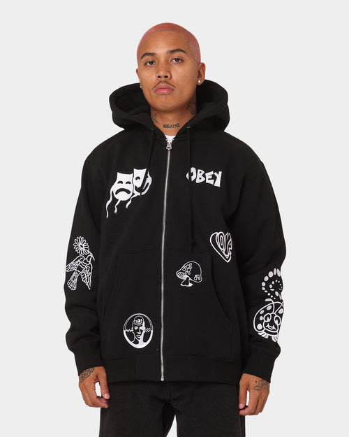 Obey Flash Zip Hoodie Black