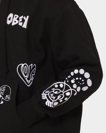 Obey Flash Zip Hoodie Black