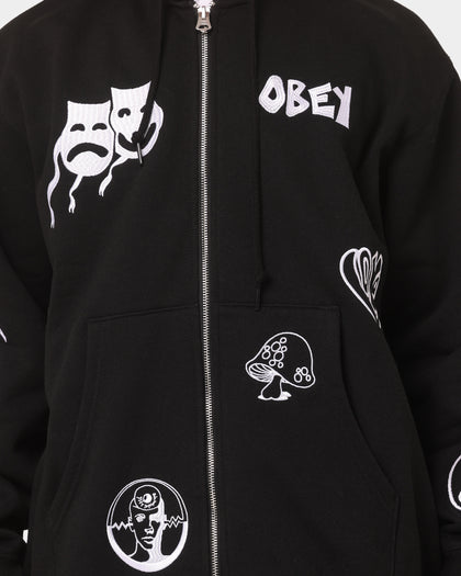 Obey Flash Zip Hoodie Black
