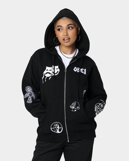 Obey Flash Zip Hoodie Black