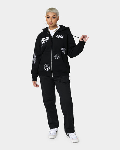 Obey Flash Zip Hoodie Black