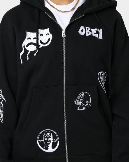 Obey Flash Zip Hoodie Black