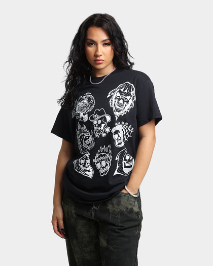 Rats Get Fat All Over Skull T-Shirt Black