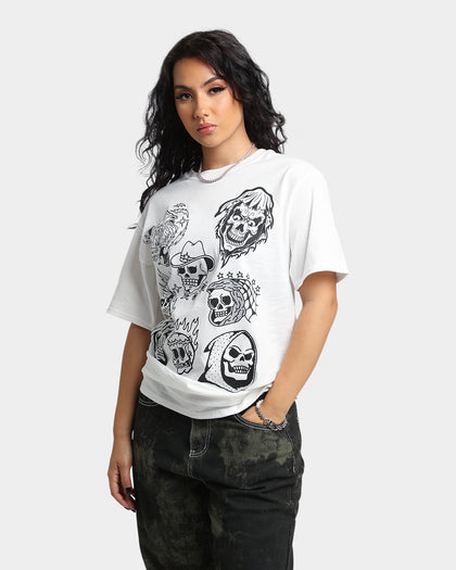 Rats Get Fat All Over Skull T-Shirt White