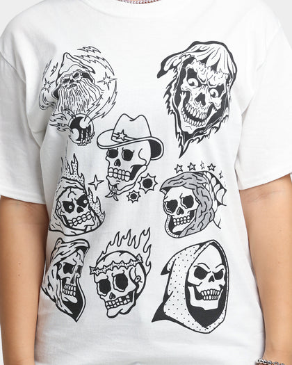 Rats Get Fat All Over Skull T-Shirt White