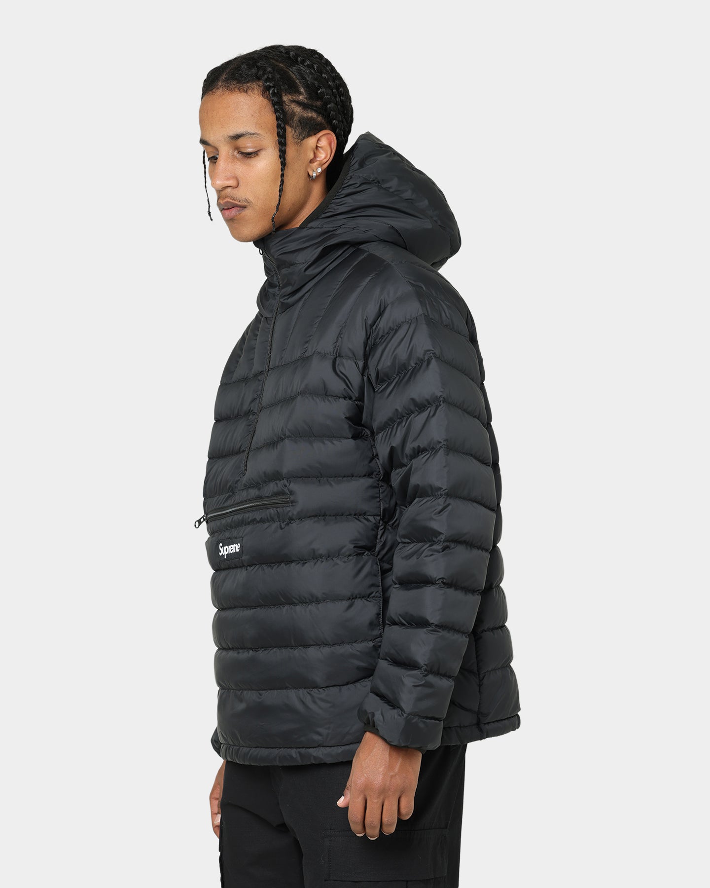 Supreme Micro Down Half Zip Hooded Pullover Black | Culture